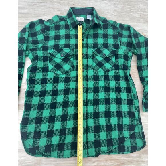 LL Bean Maine Guide Shirt Men's Wool Blend Green Size 27 Length 21.5 Width - Picture 5 of 8